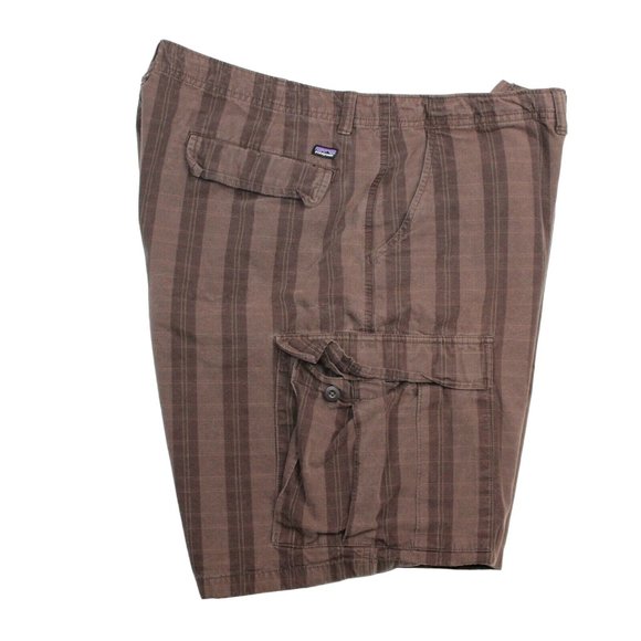 Patagonia Mens 40 Brown Striped Cargo Golf Walking Easy Care Sport Shorts - Picture 4 of 8